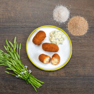 Les Croquettes de Mortadelle au Jambon Fumé, sauce gribiche, par 3