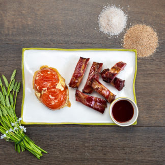 Le Travers de Porc Fumé, sauce barbecue, garniture au choix